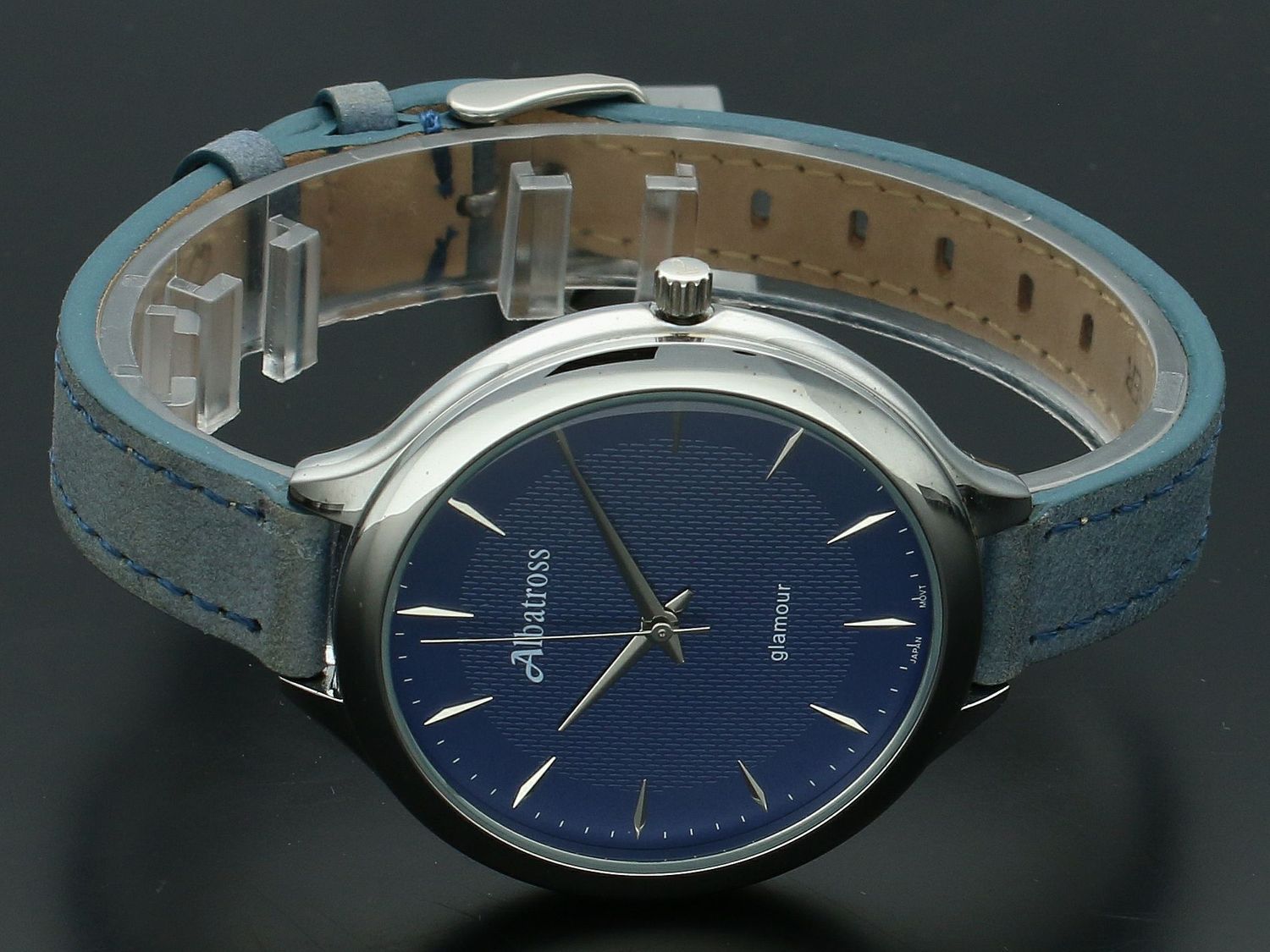 Zegarek damski na niebieskim pasku Albatros ABBB96 niebieski. Damski zegarek na pasku. Zegarek damski na niebieskim pasku. Tani zegarek damski. Tani zegarek dla kobiety z granatową tarczą. Zegarek na prezent dla kobiety.  .jpg